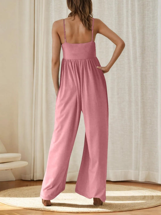 Spaghetti Strap Wide Leg Jumpsuit