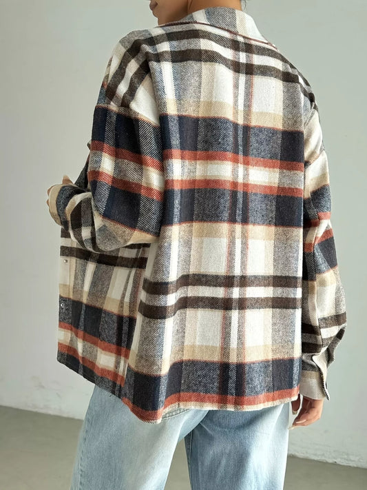 Relaxed Fit Plaid Snap Down Shirt