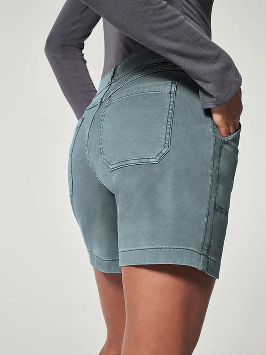 Full Size Vintage Washed Denim Shorts with Pockets Plus Size