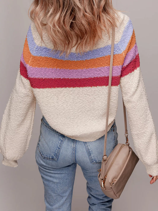 Striped Color Block Loose Sleeve Sweater