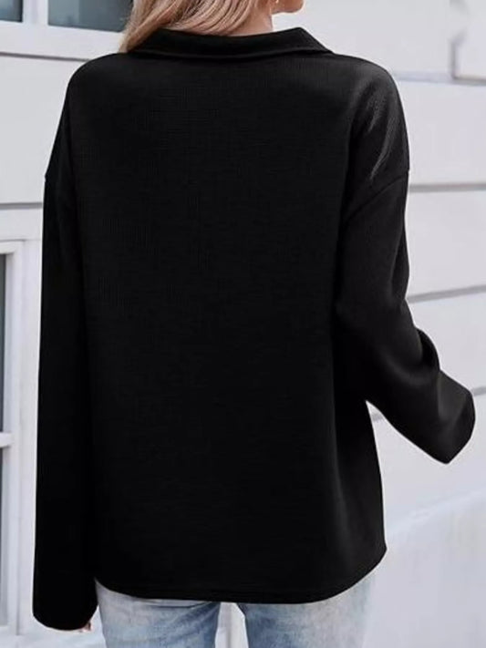 Half Zip Dropped Shoulder Sweatshirt