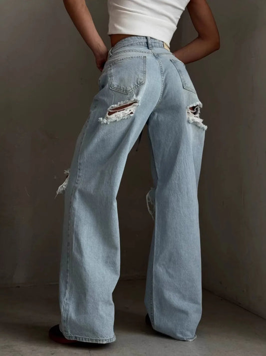 Distressed Wide Leg Jeans