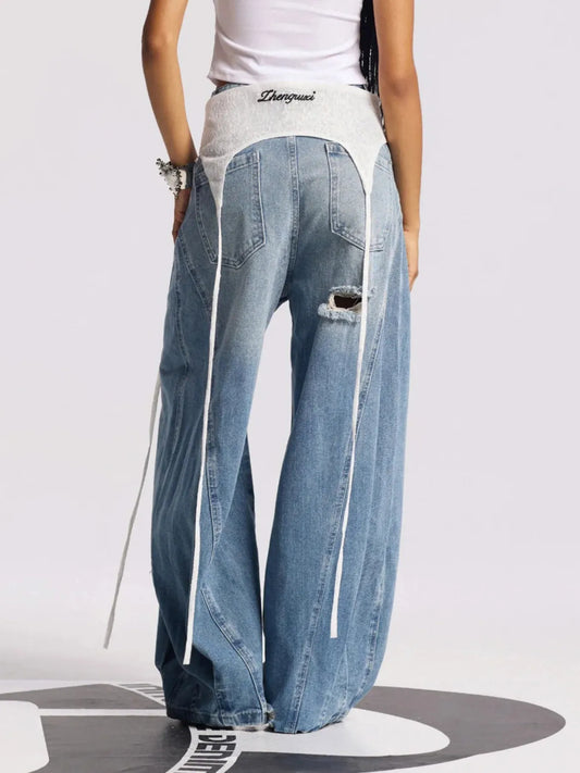 Distressed Wide Leg Jeans