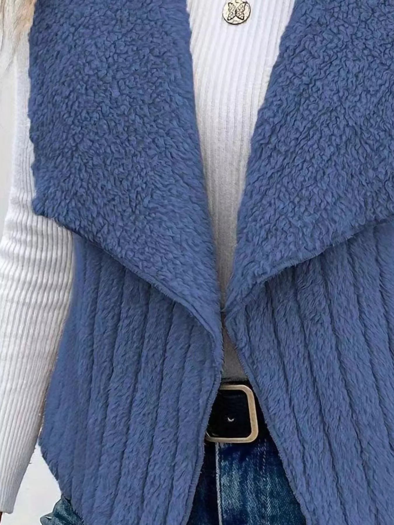 Cozy Fleece Open Front Vest Coat