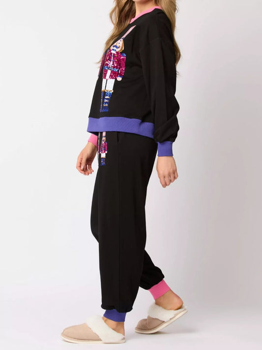 Nutcracker Contrast Trim Sweatshirt and Pants Set