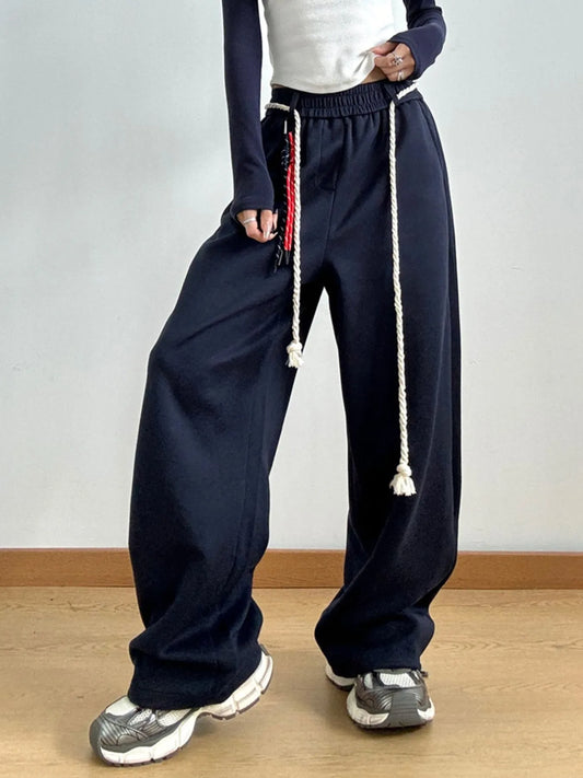 Decorative Rope Detail Casual Pants