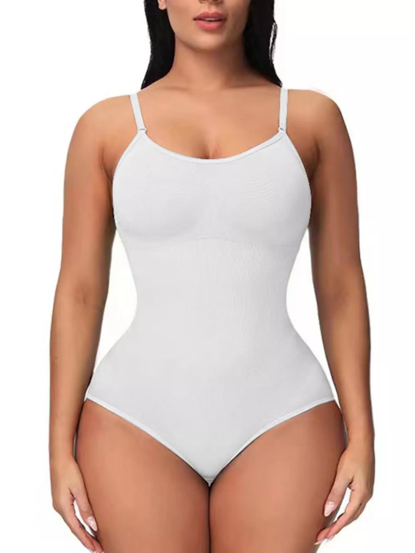 Full Size Seamless Scoop Neck Shaping Bodysuit Plus Size White