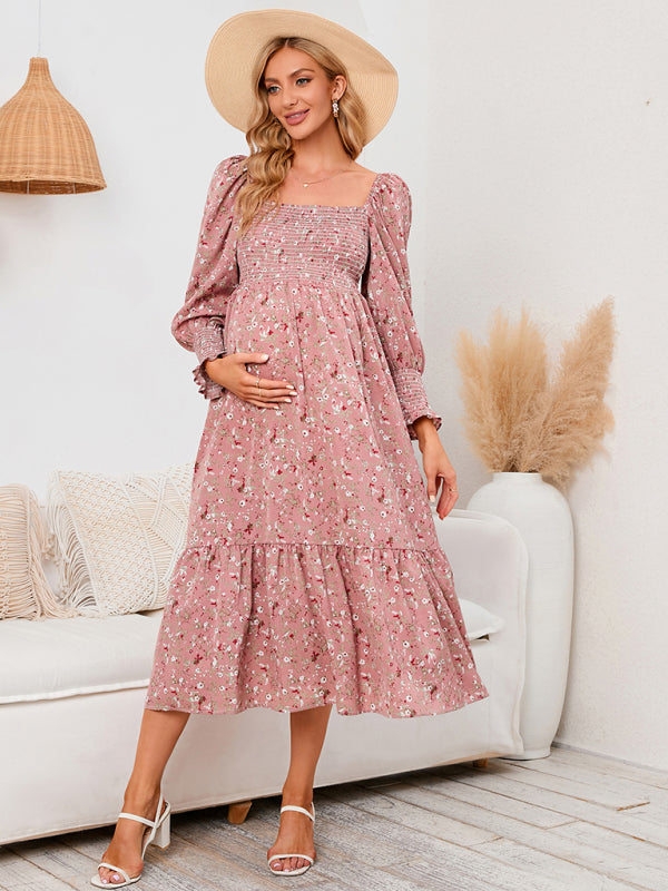 dress floral chiffon polyester Lady Long Puff Sleeve Beach Holiday Button Boho Summer Midi out Each print is custom and unique Roper Maxi Dress Womens S
