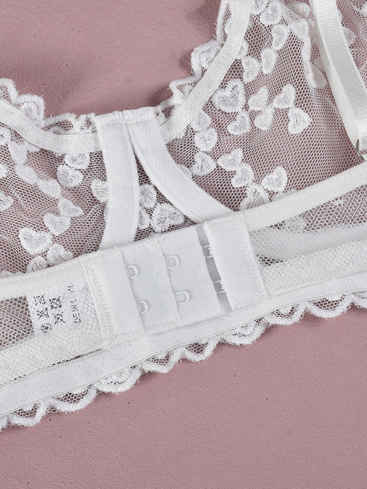 Embroidered lace-up waist-slimming multi-layered mesh skirt underwear set