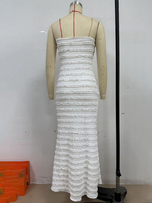 Sexy slim fit tube top hip dress