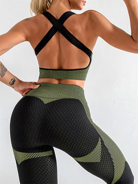 Women's Halter Neck Yoga Tank Top & High Waist Leggings Set