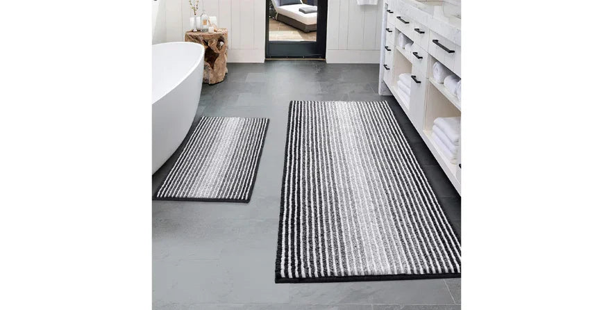 BSICPRO Bathroom Rugs and Mats Set – 2 Piece Chenille Comfort in Black