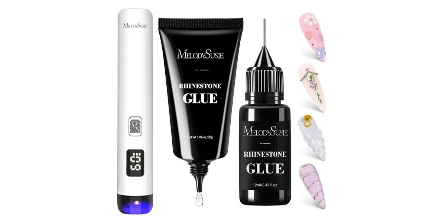 MelodySusie Handheld UV Light & Rhinestone Glue Set – DIY Nail Art Made Easy