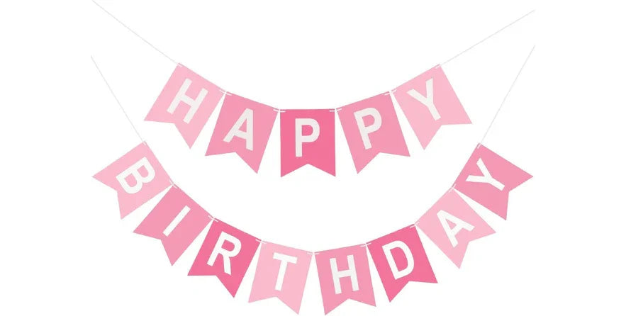 Pink Happy Birthday Banner – Pre-Strung Party Decoration
