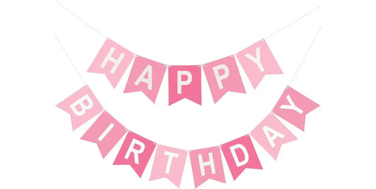 Pink Happy Birthday Banner – Pre-Strung Party Decoration