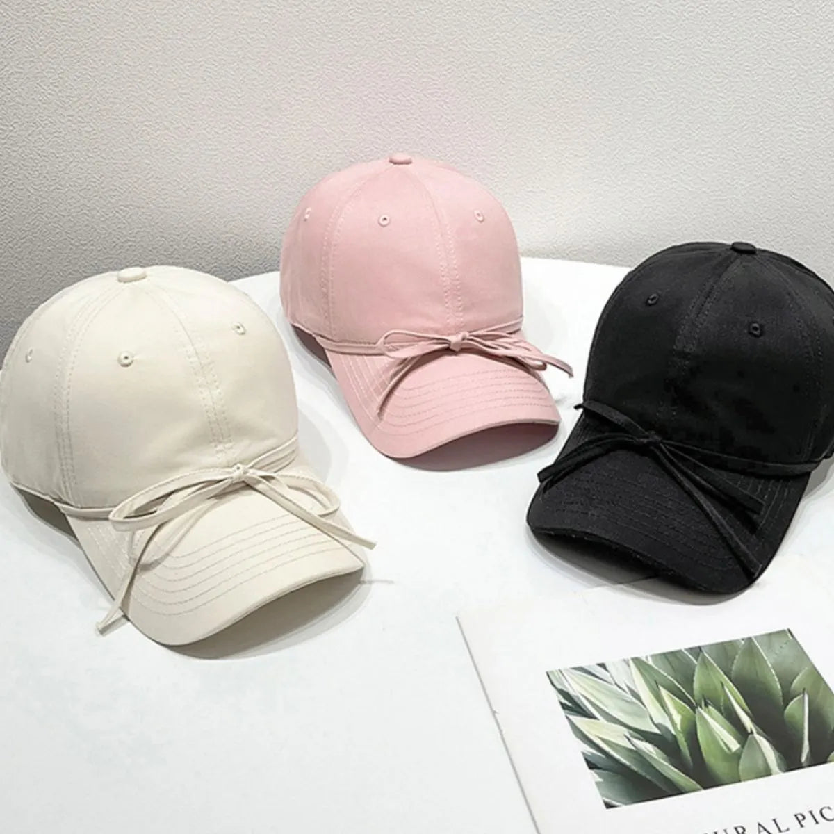 Bow Solid Color Baseball Cap Blush Pink One Size