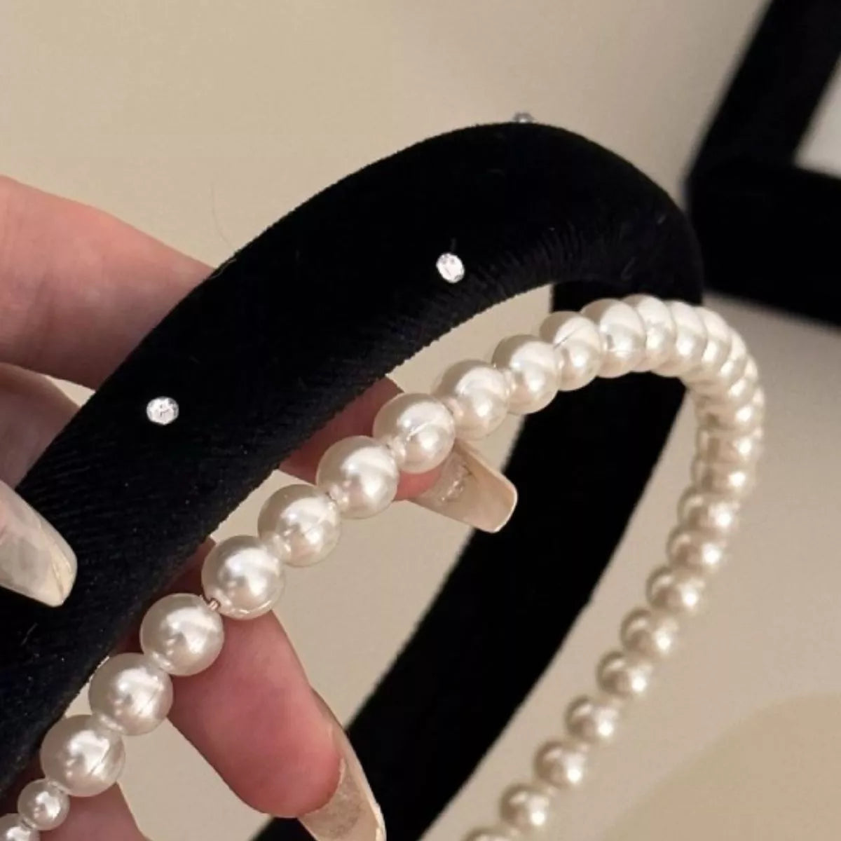 Pearl Embellished Velvet Headband