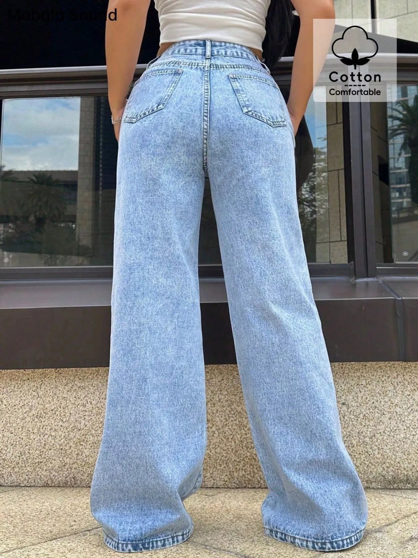 Wide Leg Wash Jeans