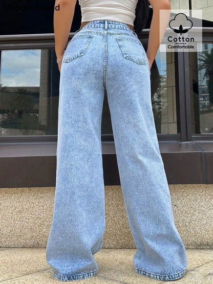 Wide Leg Wash Jeans