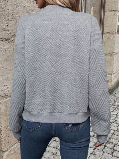 Texture Zip-Up Bomber Jacket