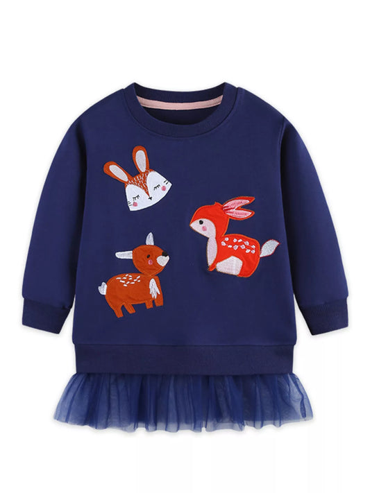 Children's Cute Animal Tulle Hem Sweatshirt