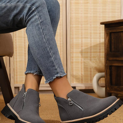 Ankle Boots with Zipper Accent