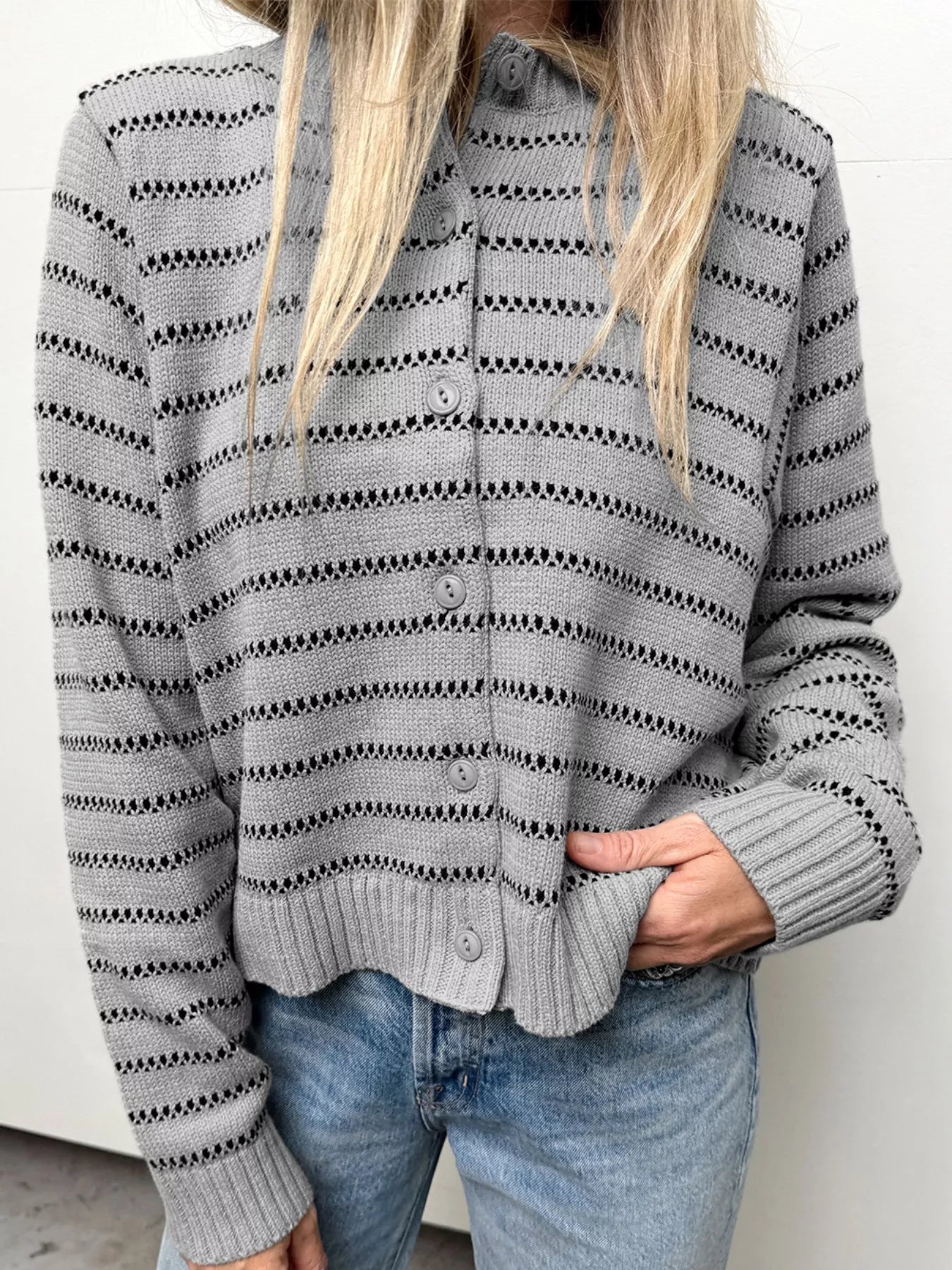 Striped Button Up Cardigan