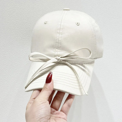 Bow Solid Color Baseball Cap Cream One Size