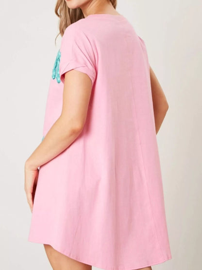Sequin Short Sleeve Summer Tee Dress