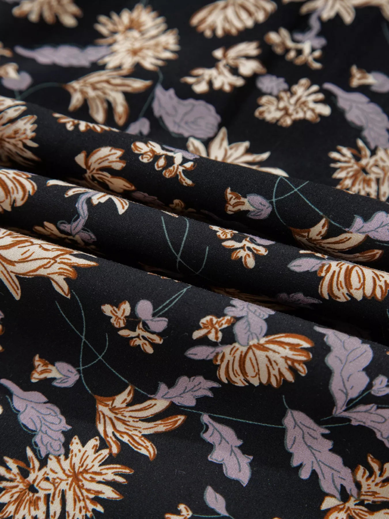 Floral Deep V Neck Smocked Bust Bubble Sleeve Babydoll Dress