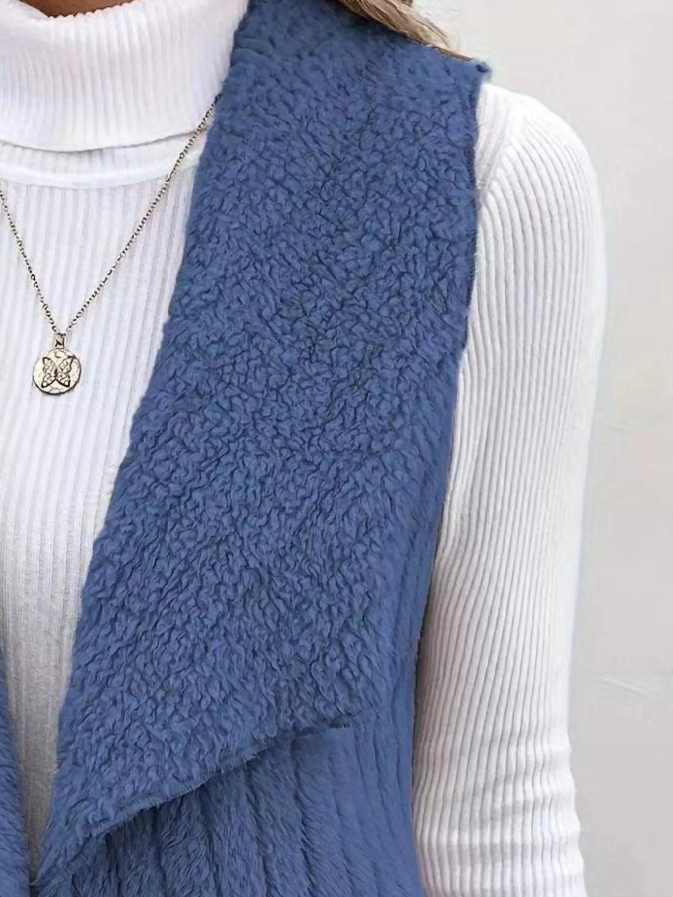 Cozy Fleece Open Front Vest Coat