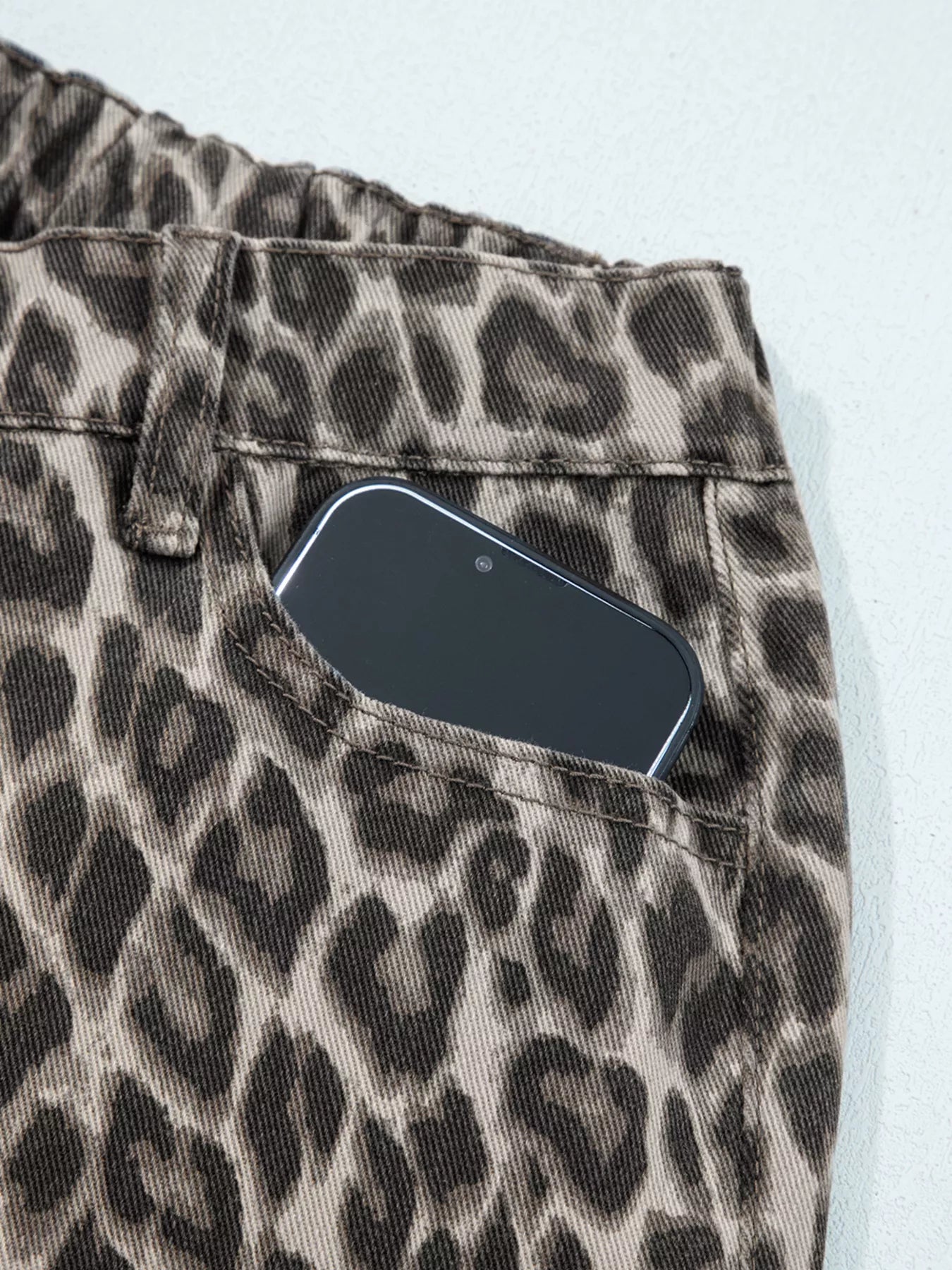 Leopard Straight Loose Leg Jeans
