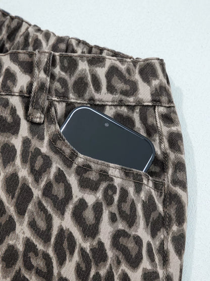 Leopard Straight Loose Leg Jeans
