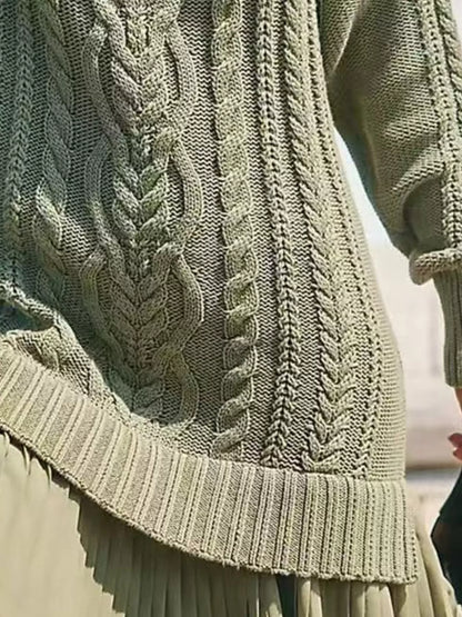 Full Size Cable-Knit Mini Sweater Dress Plus Size