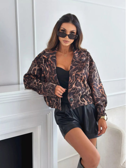 Leopard Print Cropped Blazer