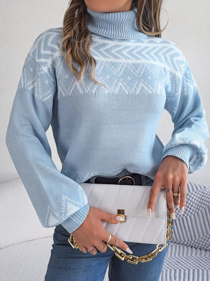 Turtleneck Dropped Shoulder Sweater