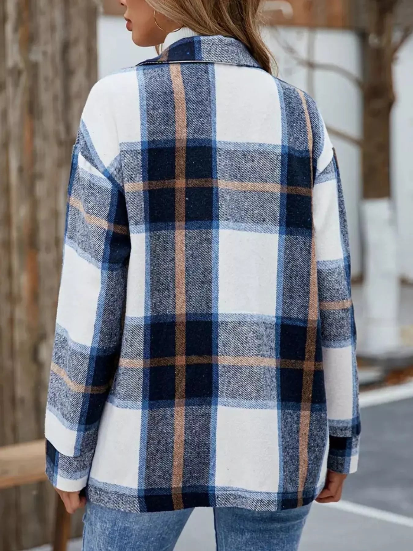 Plaid Button-Up Long Sleeve Shacket