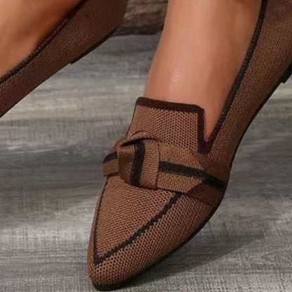 Pointed-Toe Loafers with Bow Detail