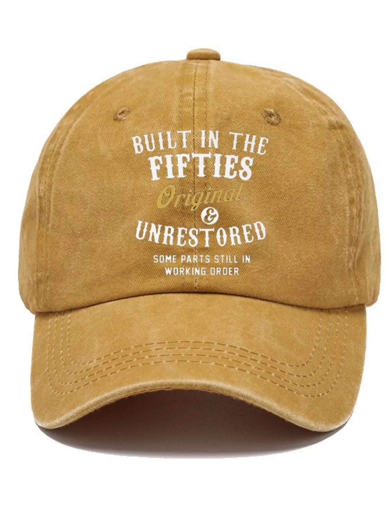 Letter Adjustable Baseball Cap Mustard One Size