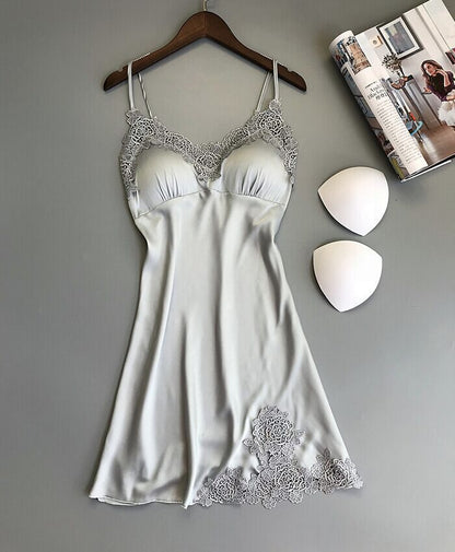Women Sexy Sling Home Nightdress Gray