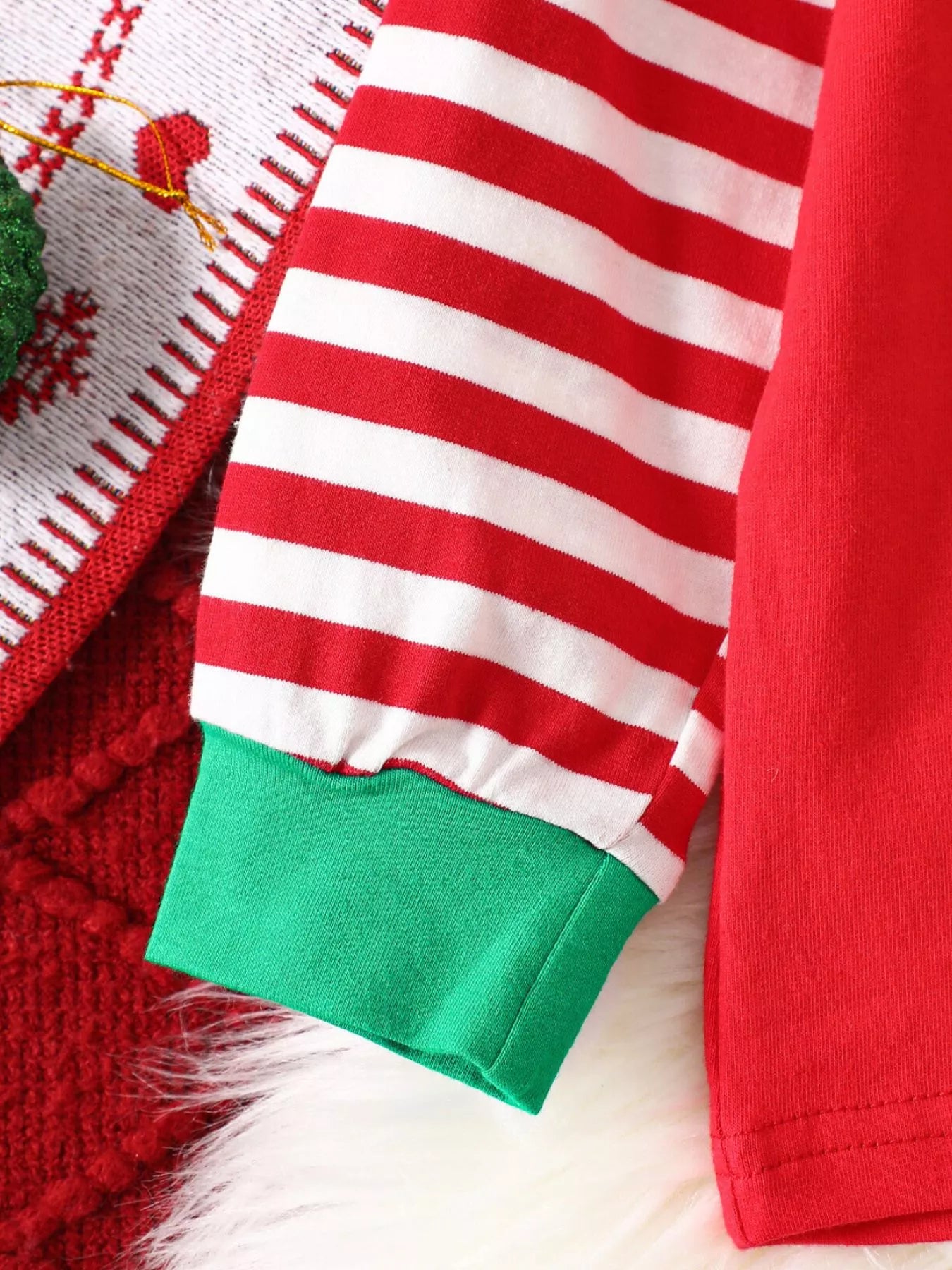 Children's Christmas Reindeer Striped Pajama Set