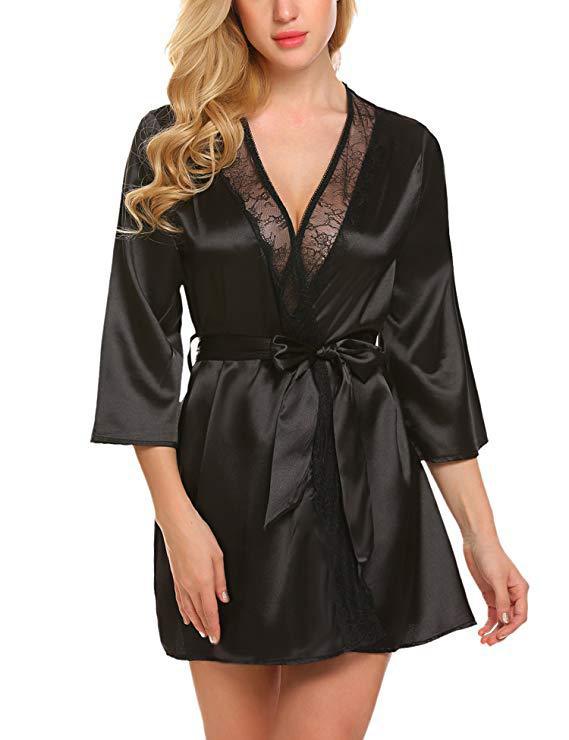 Sexy Lingerie Sexy plus Size Lace Nightgown Sexy Suit Black