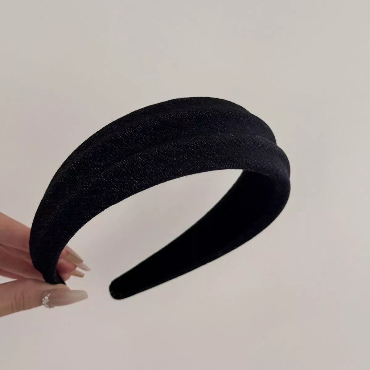 Denim Padded Wide Headband Black One Size