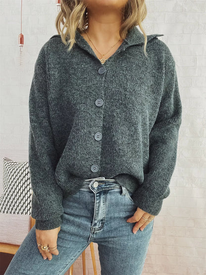 Ribbed Button-Up Cardigan