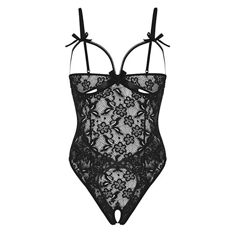 Sexy Lingerie Sexy Sleepwear Open-End Jumpsuit Black