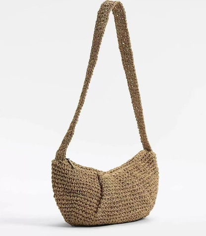 Casual Crossbody Straw Bag Niche Dumpling Bag Woven Bag Vacation Beach Bag All Match Chest Bag One Size Crossbody Boat Bag