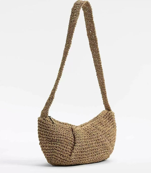 Casual Crossbody Straw Bag Niche Dumpling Bag Woven Bag Vacation Beach Bag All Match Chest Bag One Size Crossbody Boat Bag