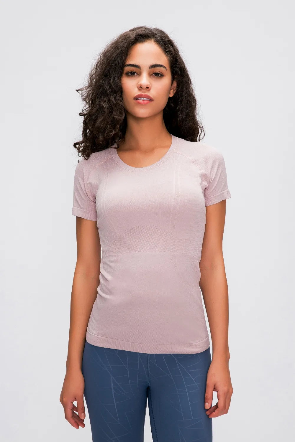 Millennia Round Neck Short Sleeve Active T-Shirt Dusty Pink