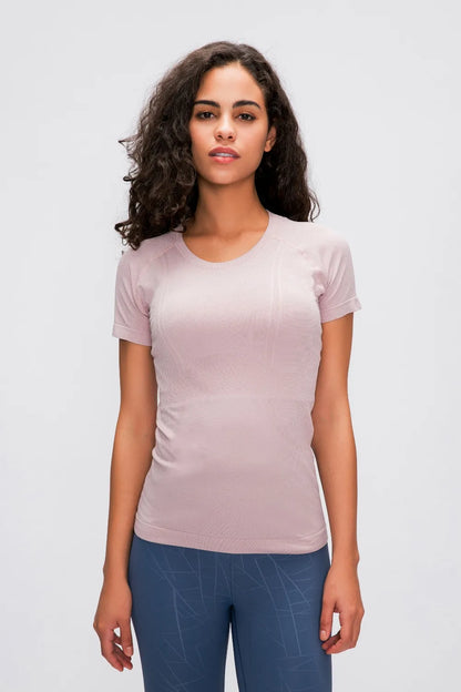 Millennia Round Neck Short Sleeve Active T-Shirt Dusty Pink