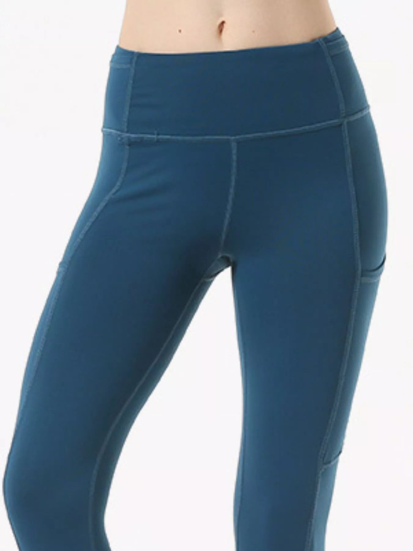 Full Size High-Waisted Active Leggings with Pockets Plus Size Peacock Blue
